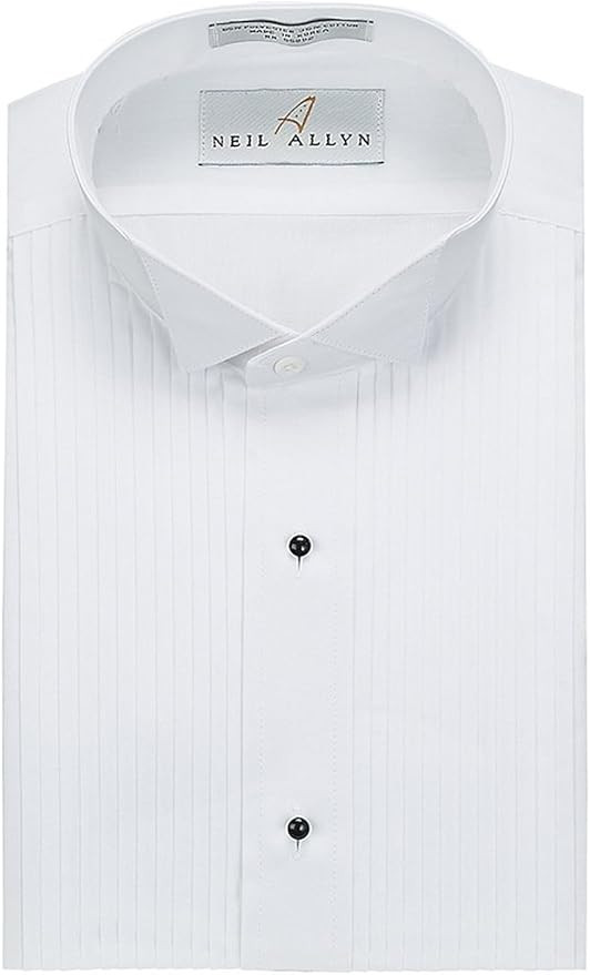 Neil Allyn Men's Tuxedo Shirt Poly/Cotton Wing Collar 1/4 Inch Pleat | Amazon (US)