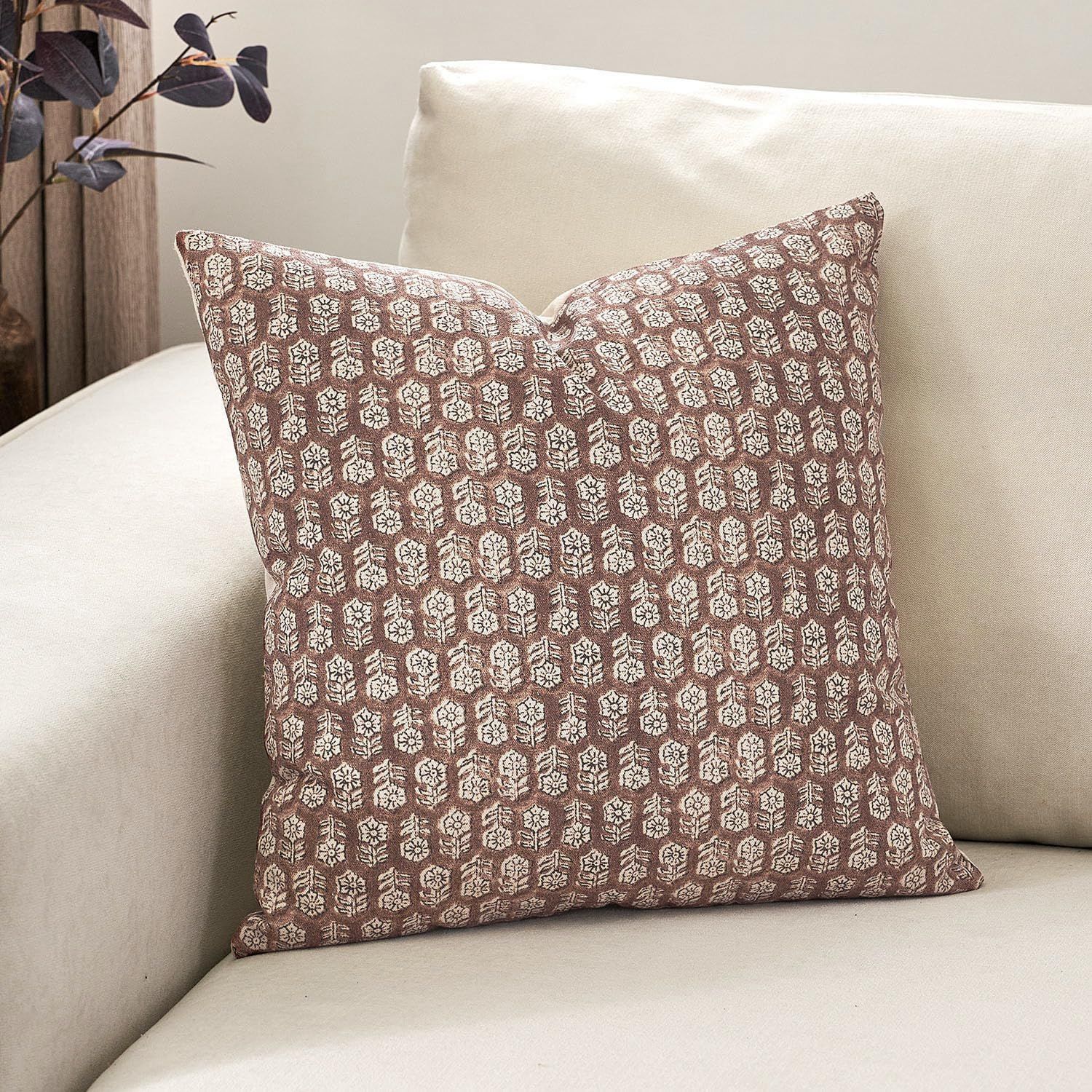 DOMVITUS 24x24 Pillow Covers, Floral Pillow Covers, Couch Pillows for Living Room, Decorative Far... | Amazon (US)