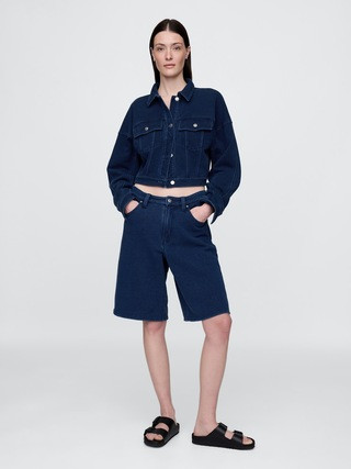 11" Mid Rise French Terry Denim Longline Shorts | Gap | Gap (US)