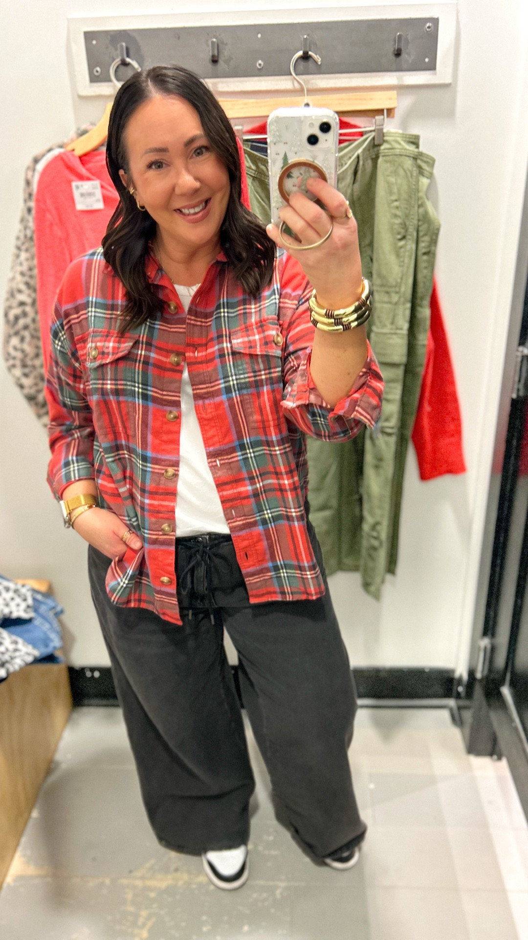 50% off flannels @americaneagle. Love this red combo! Medium but would prefer a large for a more oversized fit! This was the only larger size left at my store. XL @gap tee. Large @target jeans.  @nike sneakers run true to size.  

#LTKFindsUnder50 #LTKSaleAlert #LTKOver40