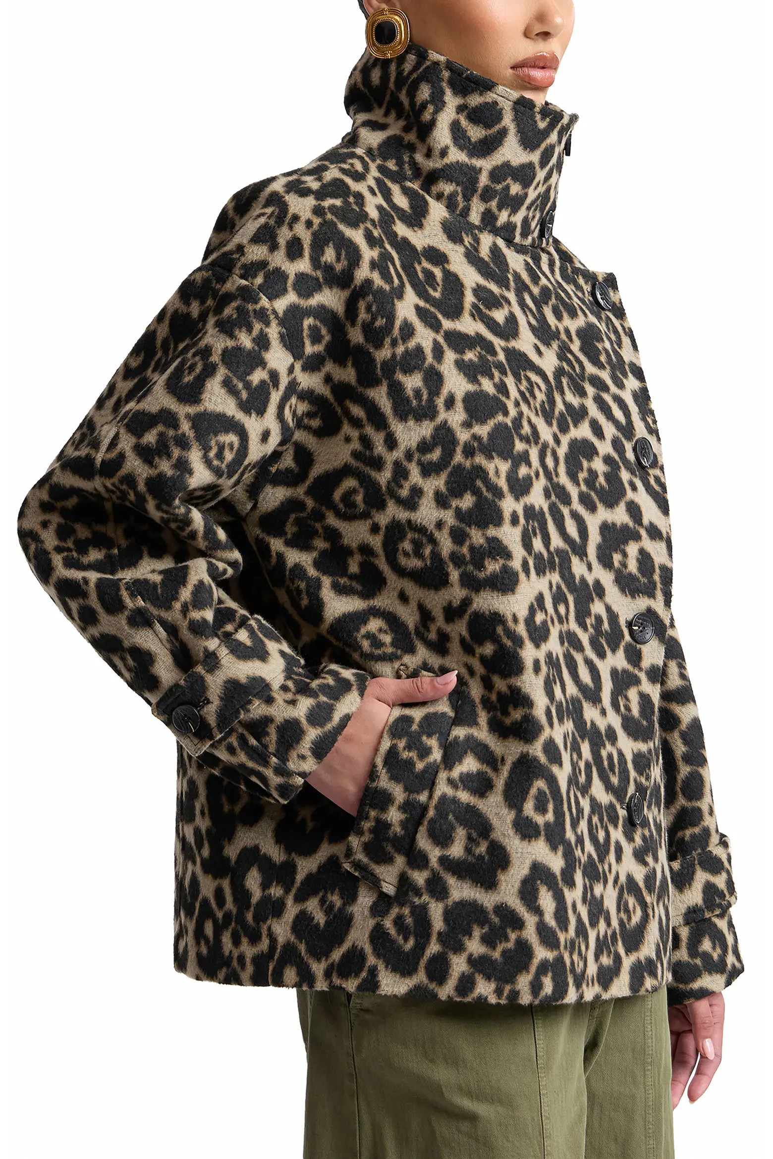 Leopard Print Funnel Neck Cocoon Coat (Women) | Nordstrom | Nordstrom