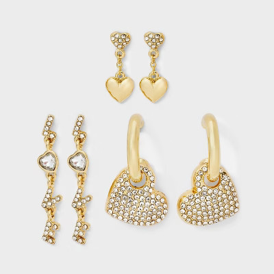 SUGARFIX By BaubleBar Hearts Full of Gold Earring Set - Gold | Target