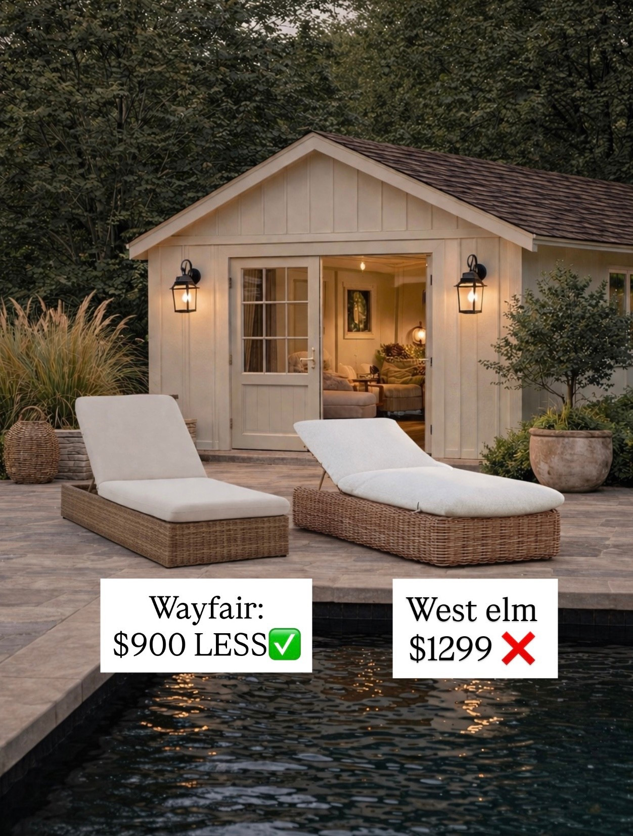 Look for less pool lounger/chaise  lounge
These look so similar and price so differently outdoor pool chair, outdoor patio chair

#LTKSaleAlert #LTKHome