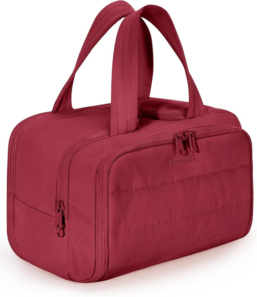 BAGSMART Travel Toiletry Bag, Puffy Toiletry Bag for Women, Wide-open toiletry bags for traveling... | Amazon (US)