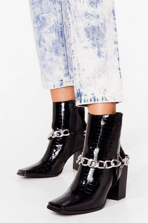 You Chain It Croc Heeled Boots | NastyGal (US & CA)