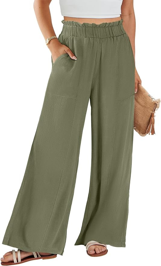 ANRABESS Womens Linen Pants 2026 Summer Casual Loose Wide Leg Palazzo Pants High Waist Flowy Beac... | Amazon (US)