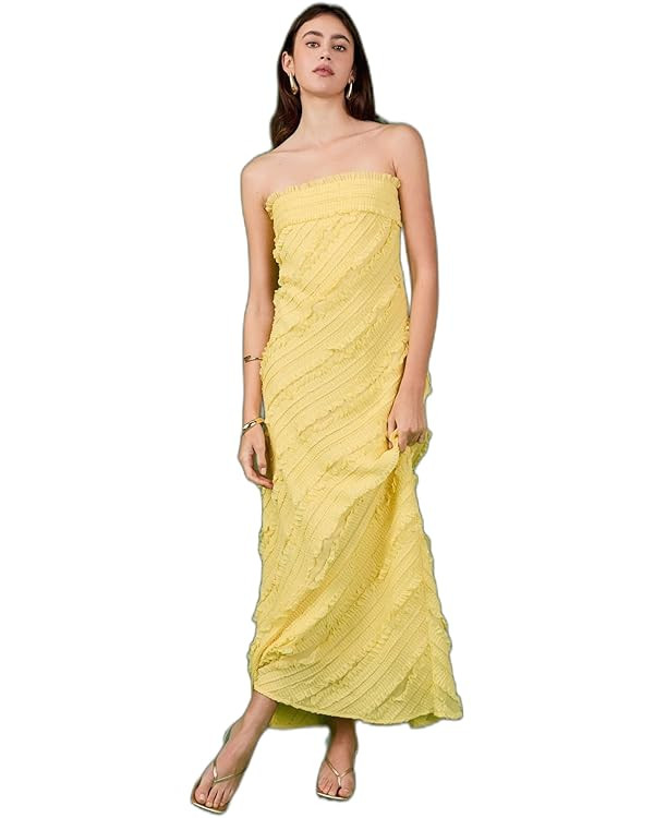 endless rose Women's Strapless Ruffled Maxi Dress | Amazon (US)
