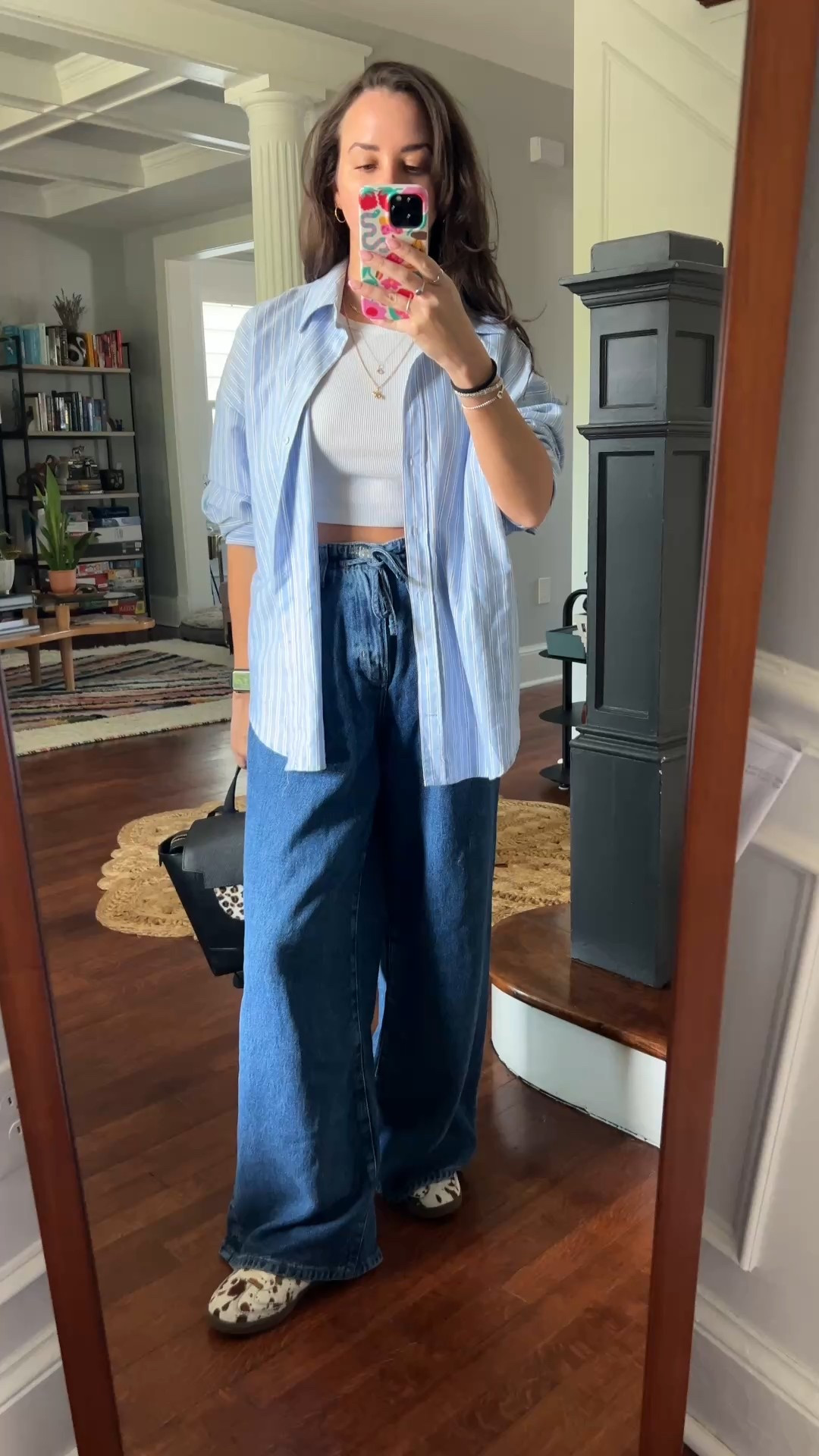 Travel outfit. Travel style. Drawstring jeans. Frame drawstring. Oversized button down. Senreve. Senreve maestro. Calf skin shoes. Calf skin sneakers. Fun sneaker.

#LTKSaleAlert #LTKTravel #LTKItBag