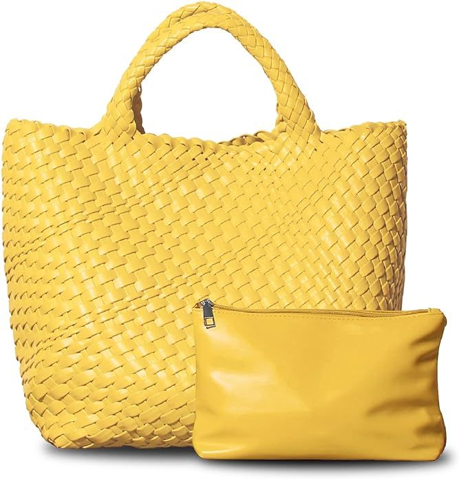 Dyalsa Woven Bag for Women, Vegan Leather Tote Bag Summer Beach Handbag Purse Retro Handmade Trav... | Amazon (CA)