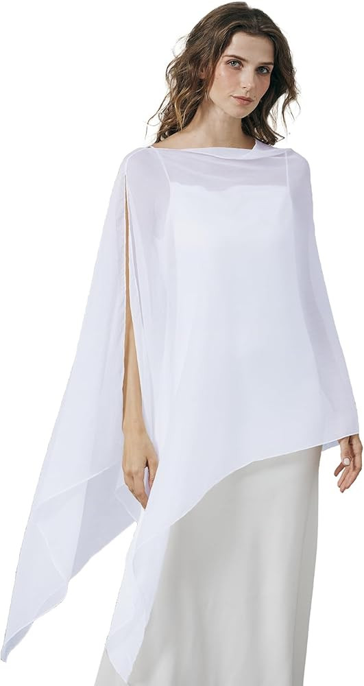 BEAUTELICATE Sheer Bridal Shawl for Wedding Dress 3 Multi-ways Shawl Bridesmaids Capelet Scarf | Amazon (US)