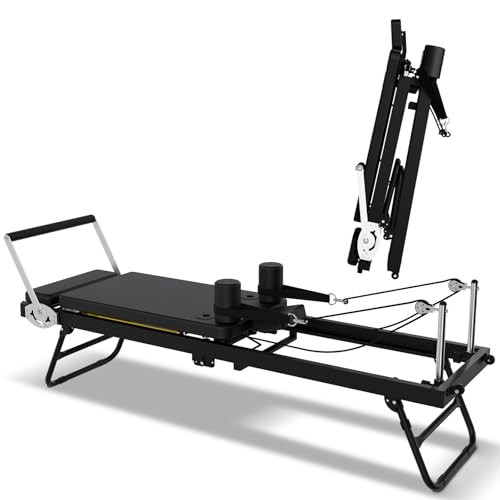 77.5" Foldable Pilates Reformer Machine, Portable Pilates Reformer Equpment with Non-Slip Mat, Durable Latex Tubes & Springs, Easy Storage and Movement, Ideal for All Body Types, Maximum Load 400 LBS | Amazon (US)