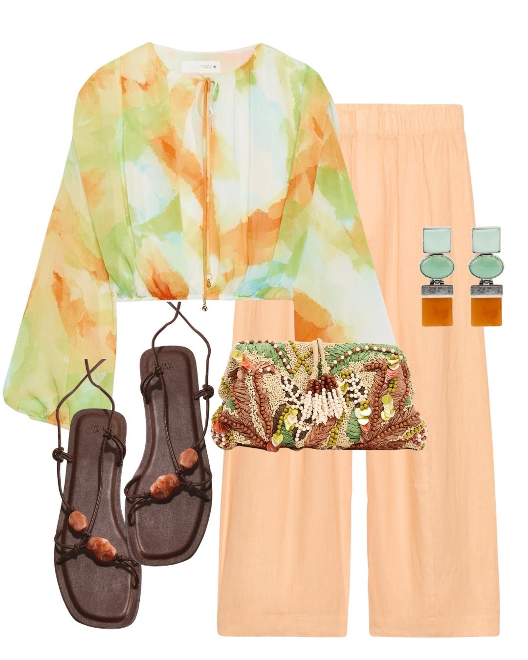 Zara outfit- Summer holiday evening look- cropped blouse with linen pull on trousers, beaded clutch bag and beaded sandals.

#LTKtravel #LTKdatenight #LTKsummer