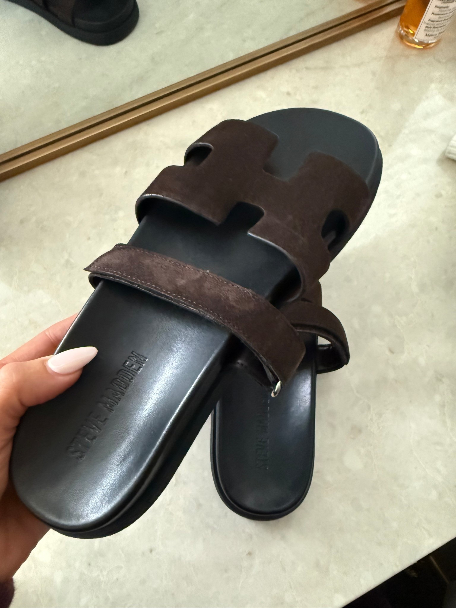 Steve Madden chocolate color sandals! 

#LTKgrwm #LTKdayinmylife #LTKootd