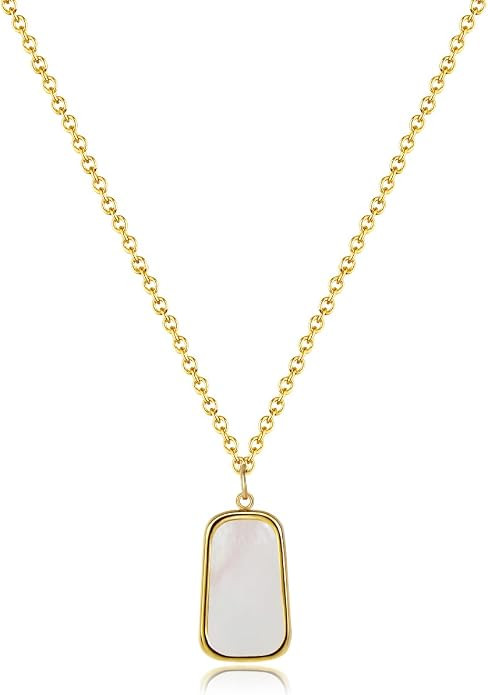 18K Mother of Pearl Cross Necklace for Women Unique White Cross | Amazon (US)