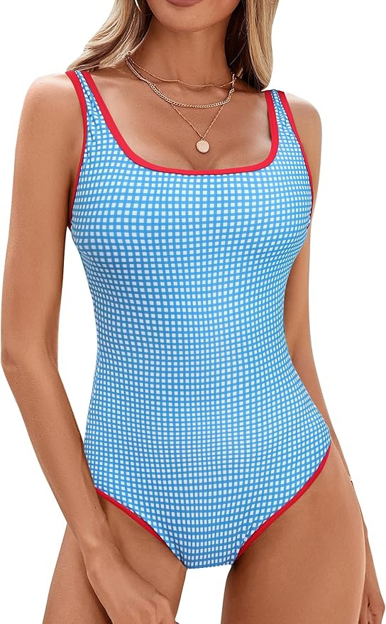 BMJL Women's One Piece Swimsuit Sports Adjustable Strap Bathing Suit Color Block Ribbed High Cut ... | Amazon (US)