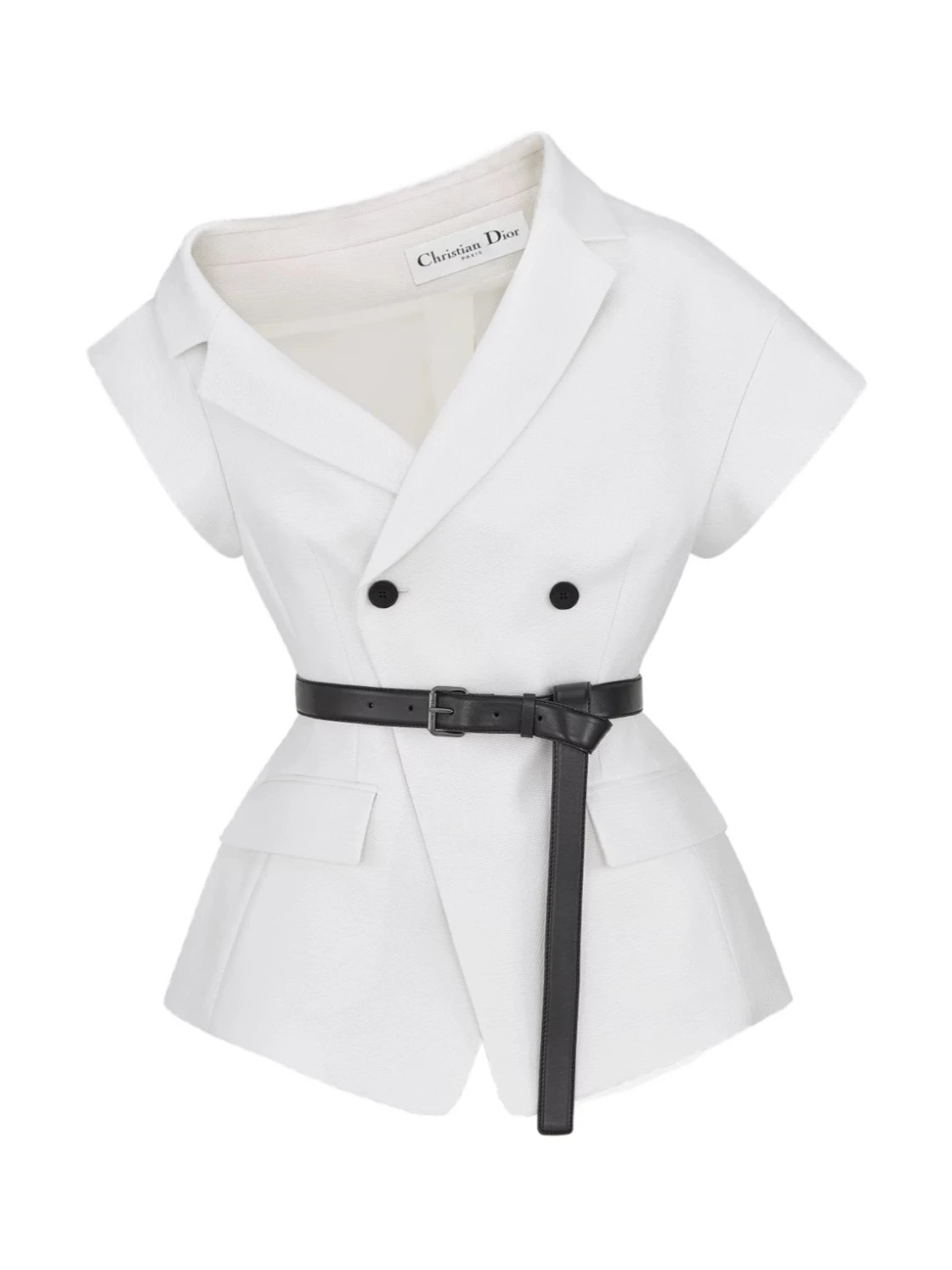 Christian Dior Asymmetric Short-Sleeved Belted Jacket | Senser US