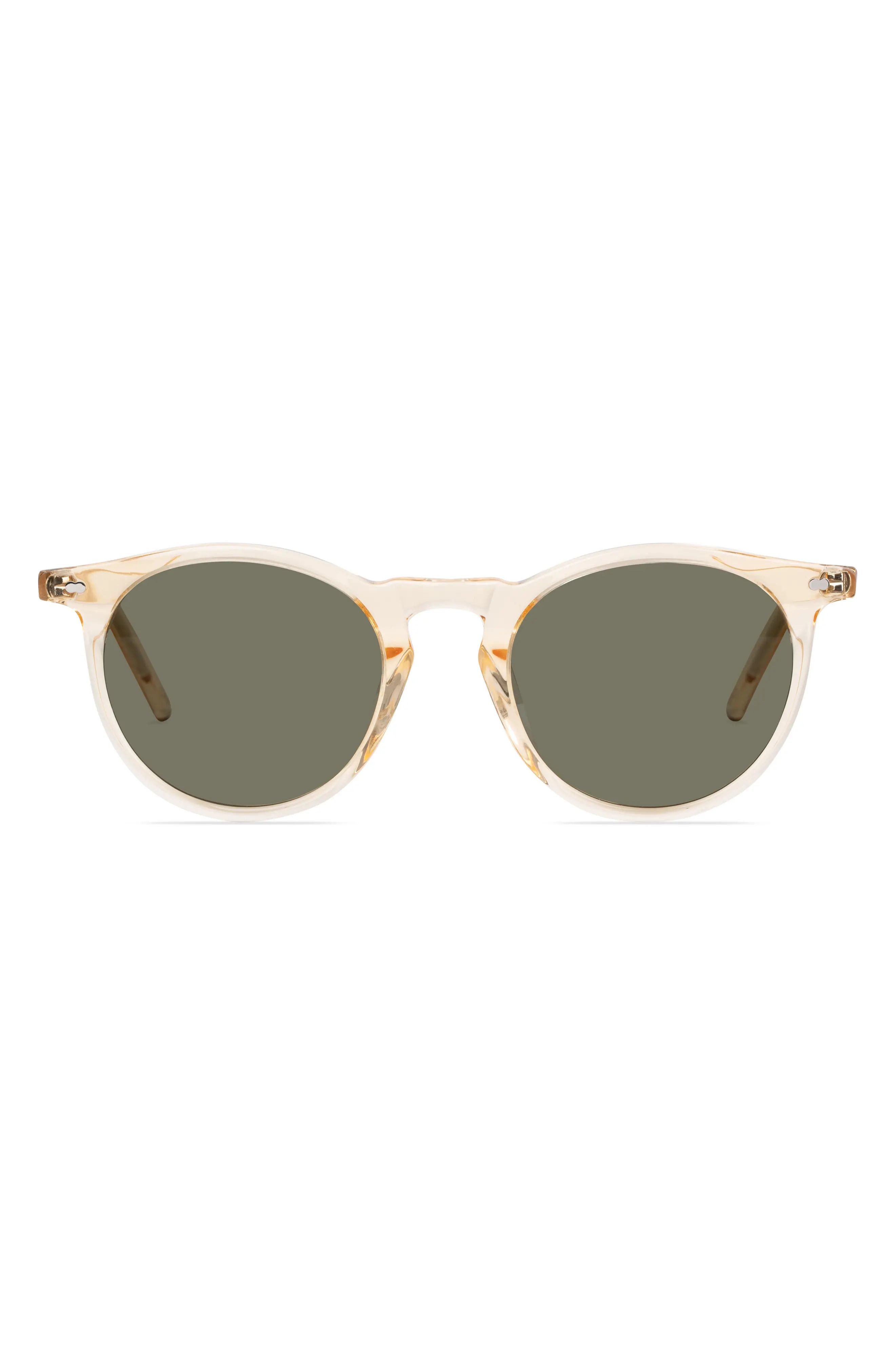 Christopher Cloos Paloma 49mm Polarized Round Sunglasses in Champagne/Black at Nordstrom | Nordstrom