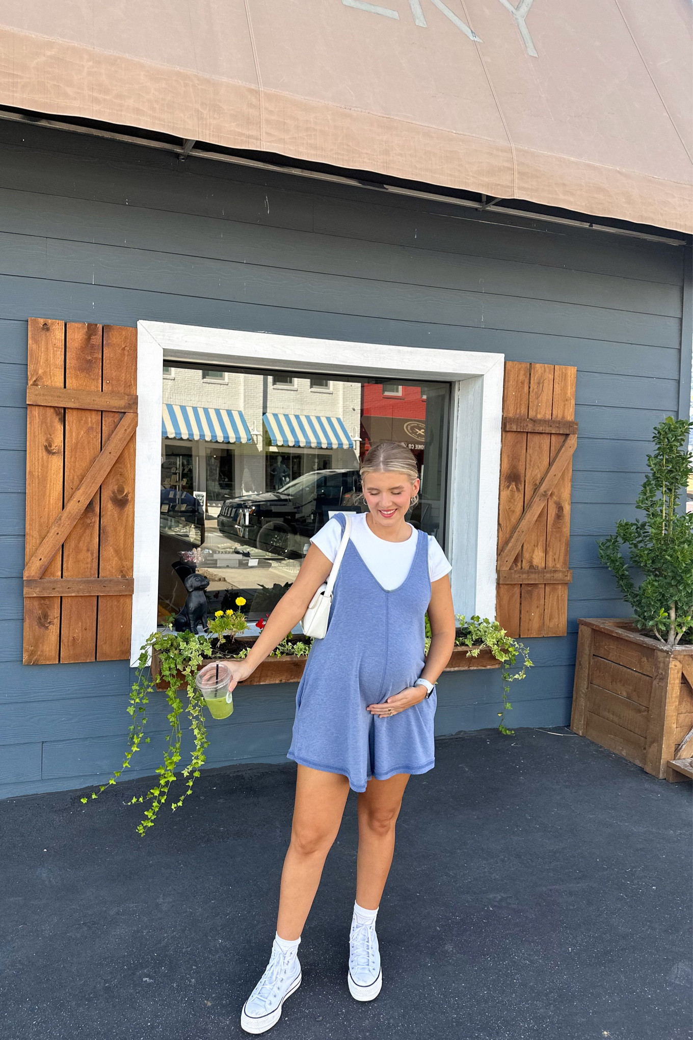 Wearing a size small in the romper 

maternity romper // early fall romper outfit // maternity fall outfit 

#LTKfindsunder100 #LTKbaby