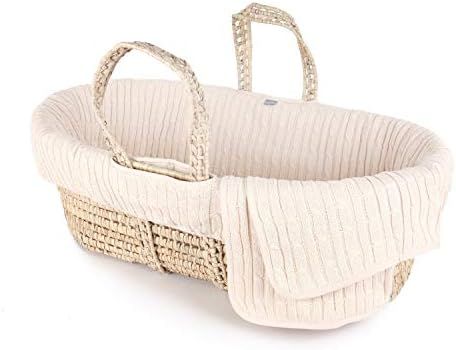 Tadpoles Cable Knit Moses Basket and Bedding Set, Natural | Amazon (US)