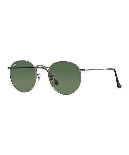 Gunmetal & Green Round Classic Metal Sunglasses - Unisex | Zulily