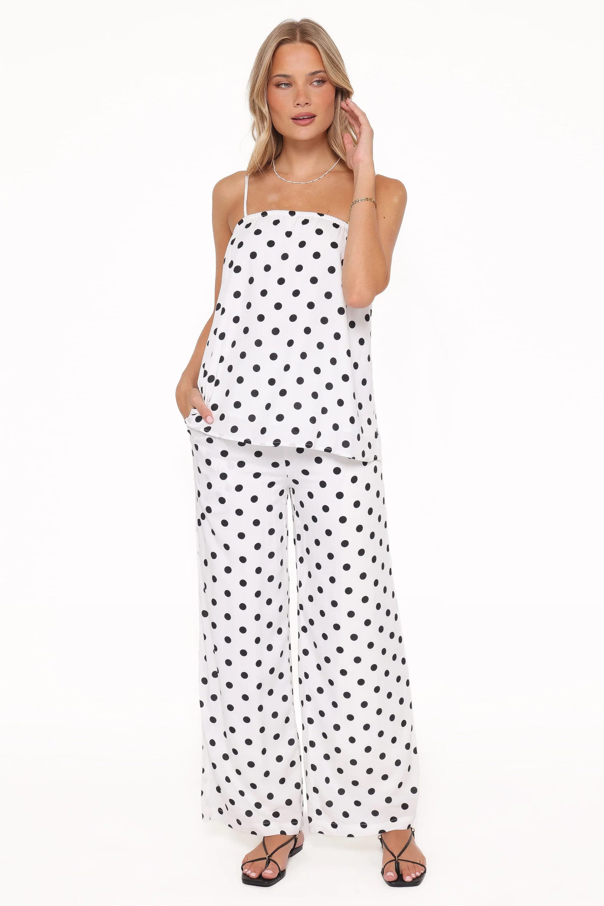 Kristy Pant Set - White/Black Polka Dot | Petal & Pup (US)