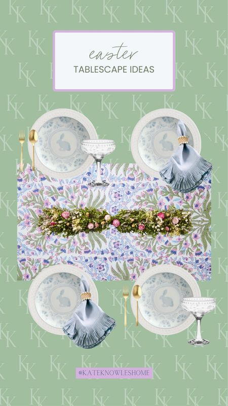Easter Tablescape Idea / Easter Table Decor / Table Set Up for Easter / Floral Tablecloth / Easter Plates / Easter Dining / Easter Host / Easter Table Set Up 

#LTKhome #LTKSeasonal
