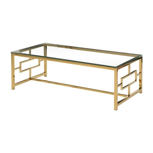 Best Master Furniture Glass Top with Gold Plated Frame Coffee Table | Walmart (US)