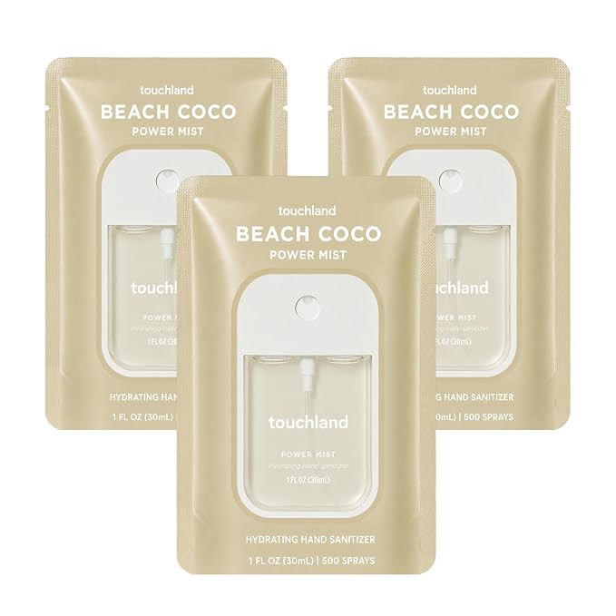 Touchland Beach Coco Hydrating Hand Sanitizer Spray, 3 Pack Travel Size | TSA ready Power Mist wi... | Amazon (US)