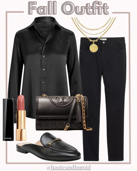 Fall outfit, Silk blouse, jeans, black handbag, mules, workwear


#LTKstyletip #LTKsalealert #LTKunder100