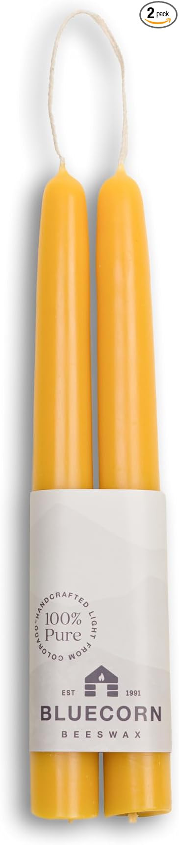 Bluecorn Beeswax 100% Pure Beeswax Taper Candles | Natural Beeswax, Yellow Unscented Tapered | So... | Amazon (US)