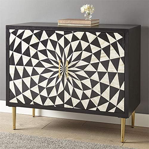 Steve Silver Benzara Black and Ivory 2-Door Wood Accent Cabinet | Amazon (US)