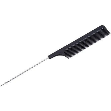 Black Fine-Tooth Comb Metal Pin Anti-Static Hair Style Rat Tail Comb - Essential Hairdressing Tool | Walmart (US)