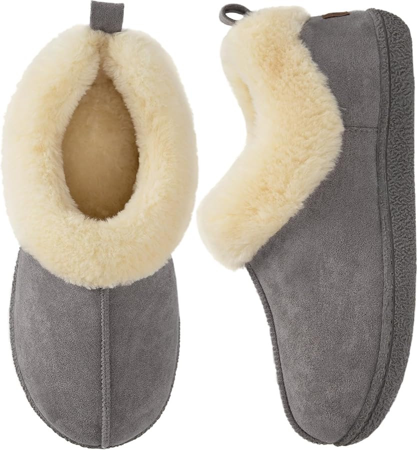 HomeTop Women's Closed-back Slippers Faux Wool Warm Non-slip Outdoor Indoor House Shoes with Fuzz... | Amazon (US)