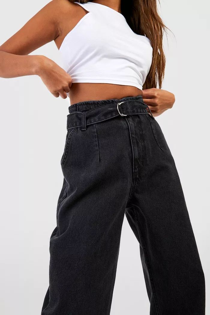 Belted Wide Leg Palazzo Jeans | Boohoo.com (UK & IE)