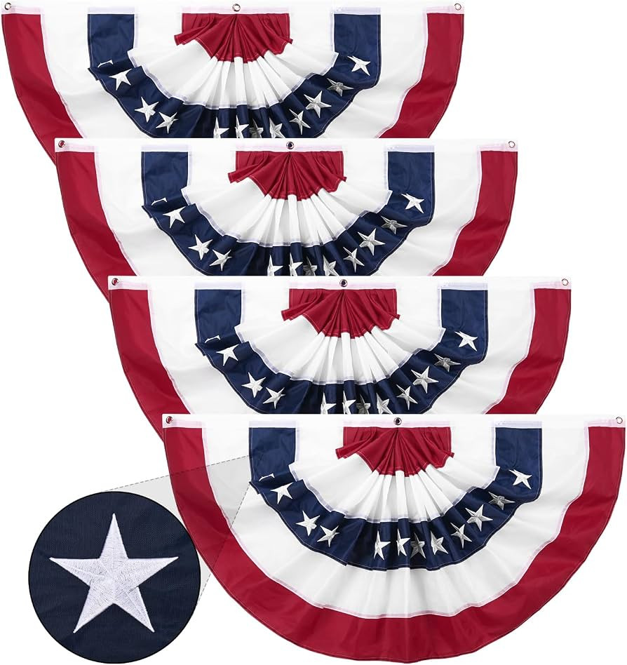 DanCoom 4 Pack American Fan Bunting for Outside 2 x 4 FT American Pleated Fan Flag,American Flag ... | Amazon (US)