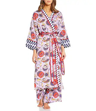 Printfresh Champagne & Caviar Woven Thermoregulating Sateen Long Sleeve Coordinating Long Robe | ... | Dillard's
