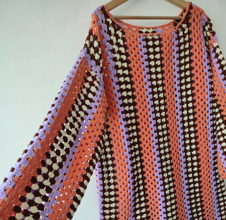 Dress, Crochet Dress, Granny Square Dress, Crochet Oversize Dress, Gift, Crochet Dress - Etsy | Etsy (US)