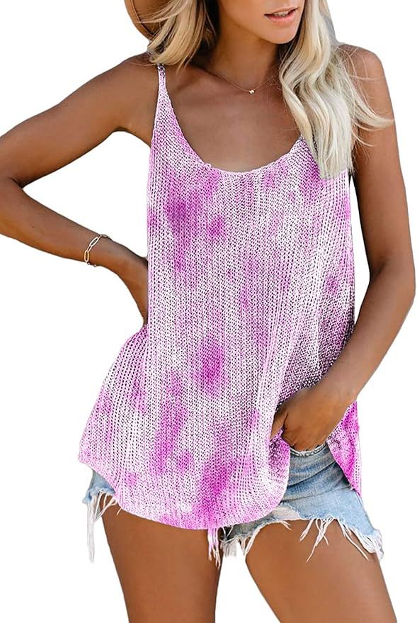 AlvaQ Women Summer Strappy Tank Tops Loose Casual Sleeveless Shirts Camis | Amazon (US)