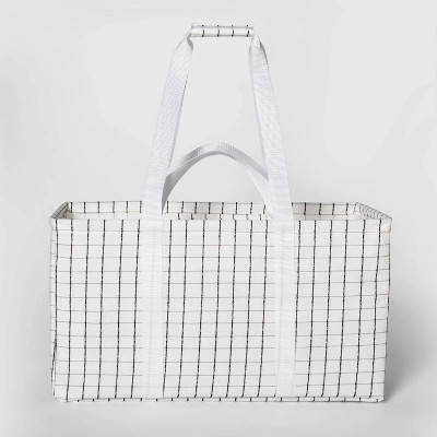 Soft Sided Scrunchable Laundry Basket Grid Pattern White - Room Essentials™ | Target