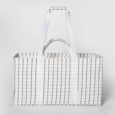 Soft Sided Scrunchable Laundry Basket Grid Pattern White - Room Essentials™ | Target