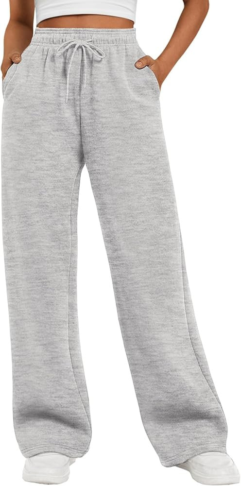 Fleece Sweatpants Women Wide Leg High Waisted Baggy Pants Drawstring Fall Outfits Fashion Teen Gi... | Amazon (US)
