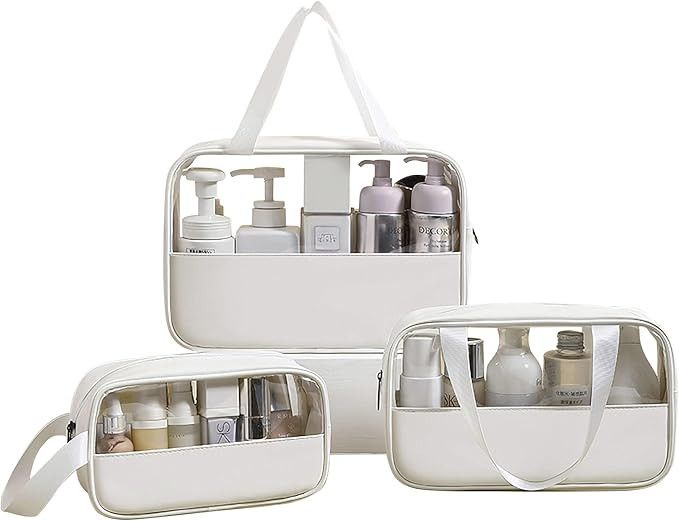 iRealy 3 Pack/Size Travel Toiletry Bag, Waterproof Clear PVC and Candy Color PU Splicing Makeup C... | Amazon (CA)