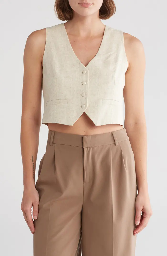 BY DESIGN Brandi Cutaway Button-Up Vest | Nordstromrack | Nordstrom Rack