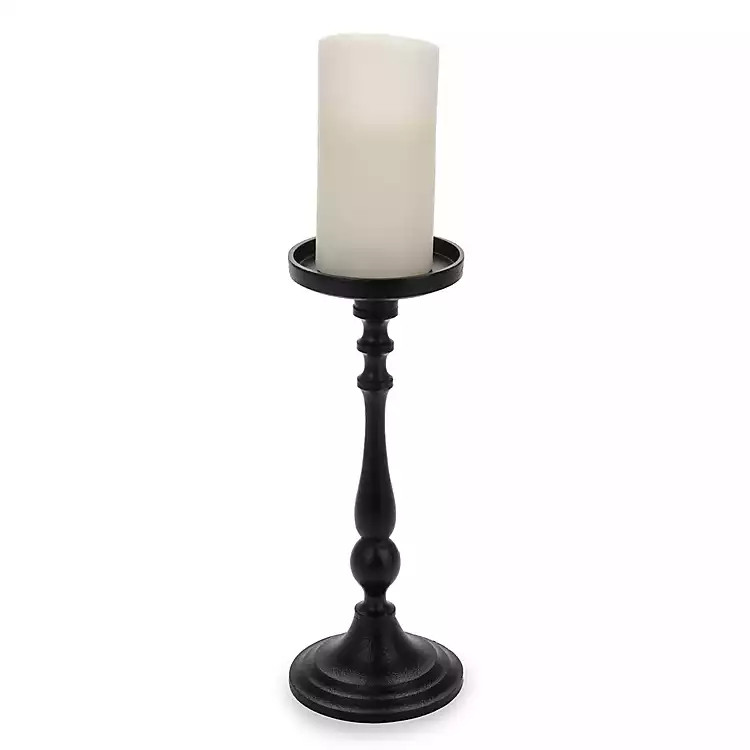 New! Black Metal Pillar Candle Holder, 12 in. | Kirklands