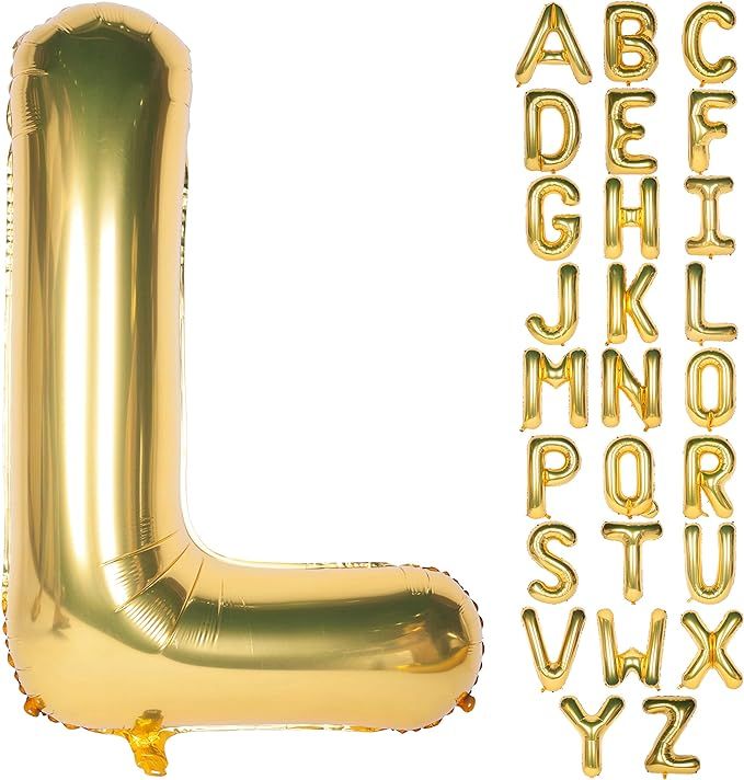 Letter Balloons 40 Inch Giant Jumbo Helium Foil Mylar for Party Decorations Gold L | Amazon (US)