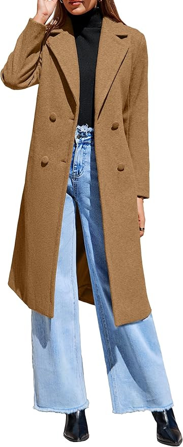 Simplee Women's Winter Lapel Collar Pea Coat Double Breasted Long Overcoat Trench PeaCoat With Be... | Amazon (US)
