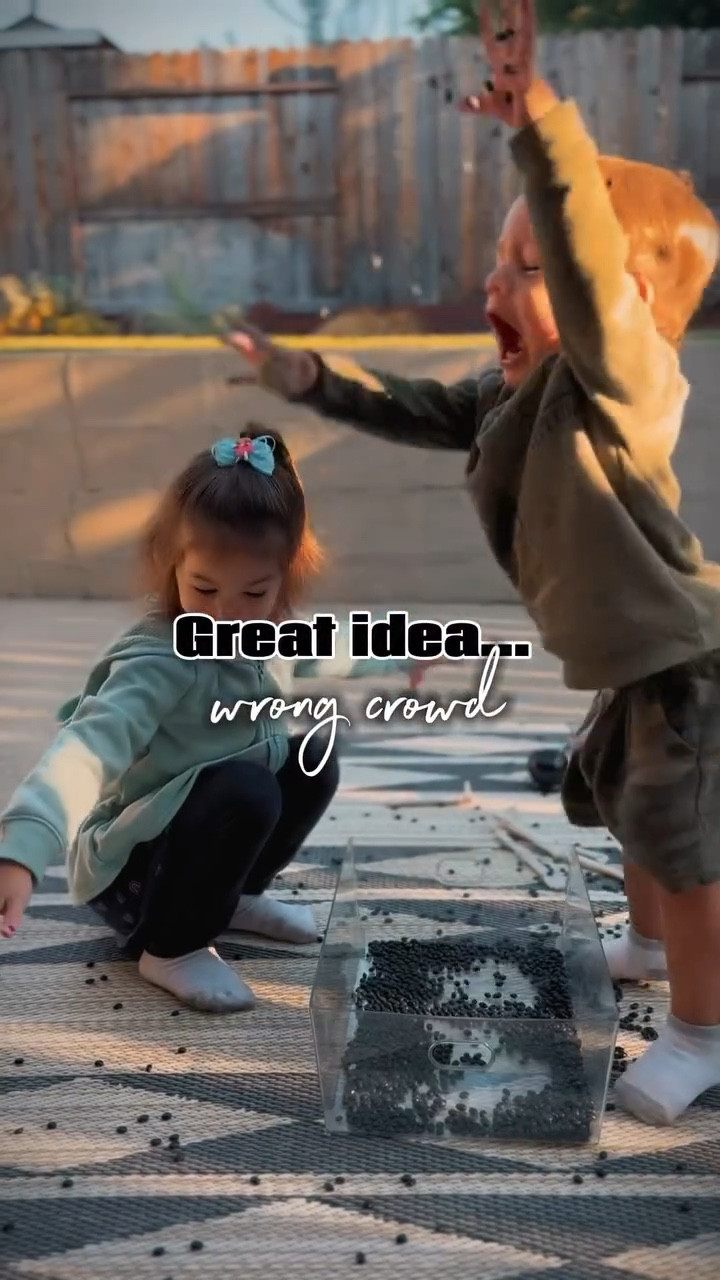 It took 30 whole seconds to throw this together — black beans, a few bones, and some tiny cauldrons…

And then there were 20 minutes of spooky chaos followed. They dumped, they swept, they dumped again… and honestly, I’ll call that helping.

Somewhere between the mess, they were learning measurements, cause and effect, and a little bit of real-life cleanup — all disguised as Halloween fun! 

#spookyplay #halloweenplay #sensoryplay #sensory #playmatters #toddlerplay #preschoolplay #cleanup #playbasedlearning #momhumor

#LTKKids #LTKHalloween #LTKFamily