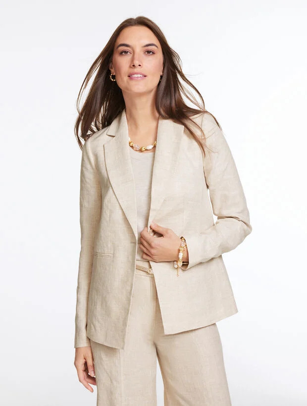 Classic Linen Single Button Blazer | Talbots
