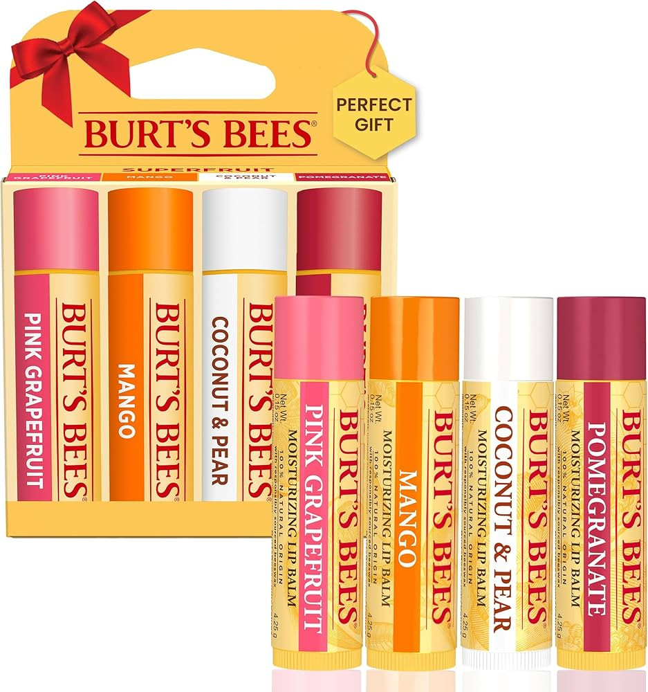 Burt's Bees Lip Balm Stocking Stuffers, Moisturizing Lip Care Christmas Gifts, SuperFruit - Pomeg... | Amazon (US)