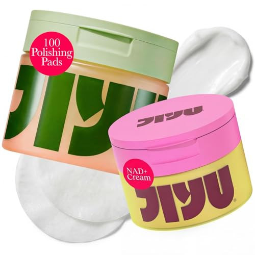 JiYu Korean Skincare Bundle – NAD+ Hydrating Face Moisturizer (50 ml) + Toning Polish Pads (100 Count) – Brightening & Hydrating Daily Skincare Routine for All Skin Types | Amazon (US)